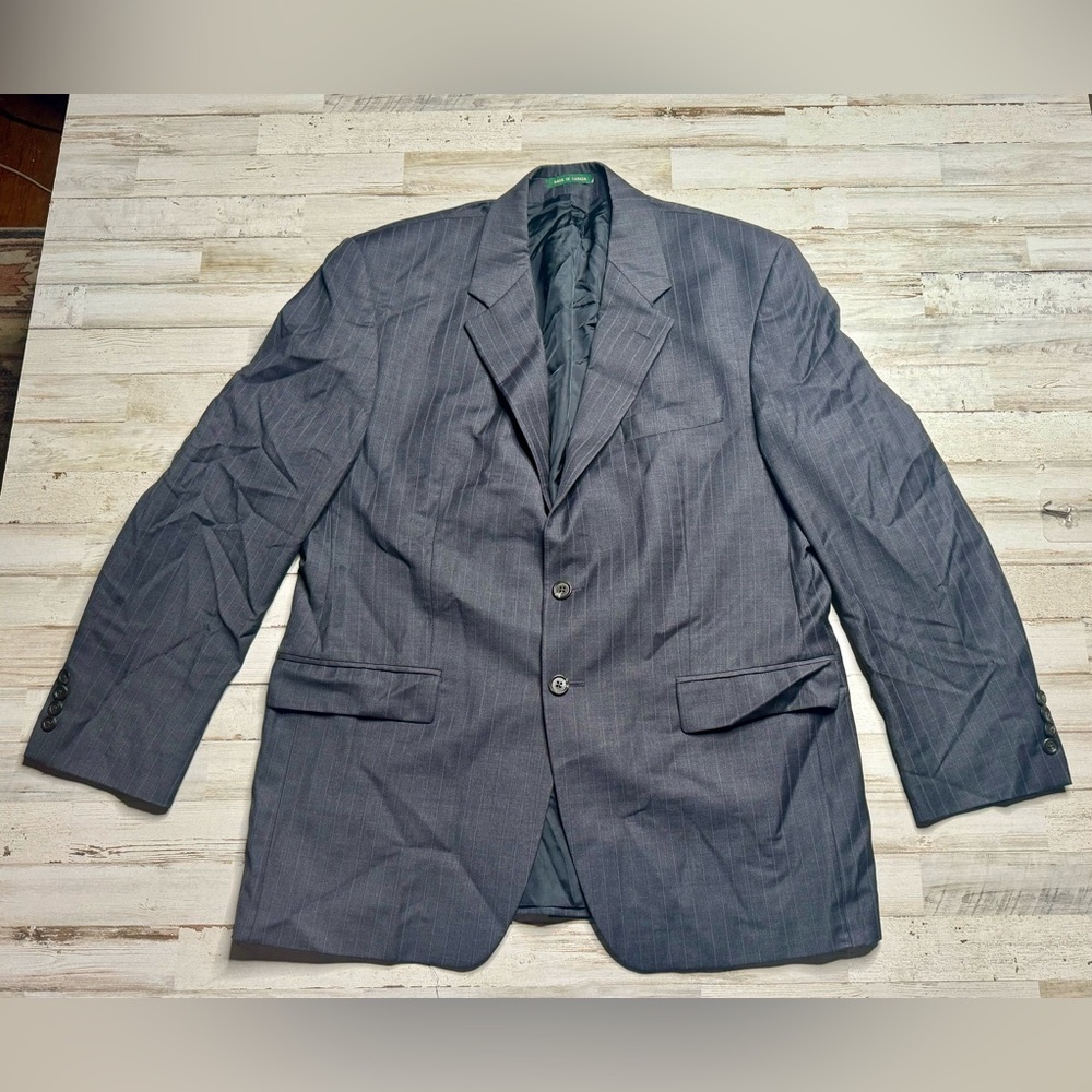 Lauren Ralph Lauren Blazer Jacket Men's 42R Navy Blue Classic Pinstriped